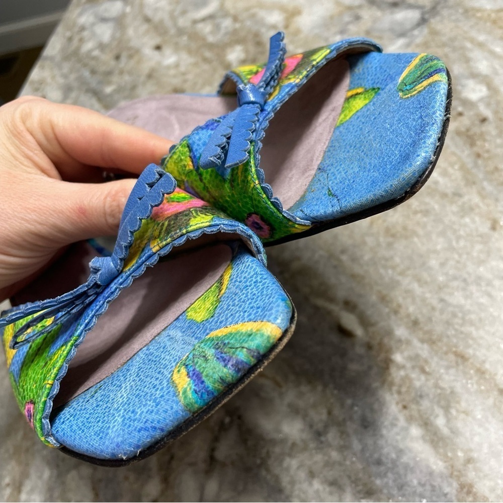 Stuart Weitzman Vintage Kitten Heel Floral Sandals Women’s 7.5 - Picture 7 of 13